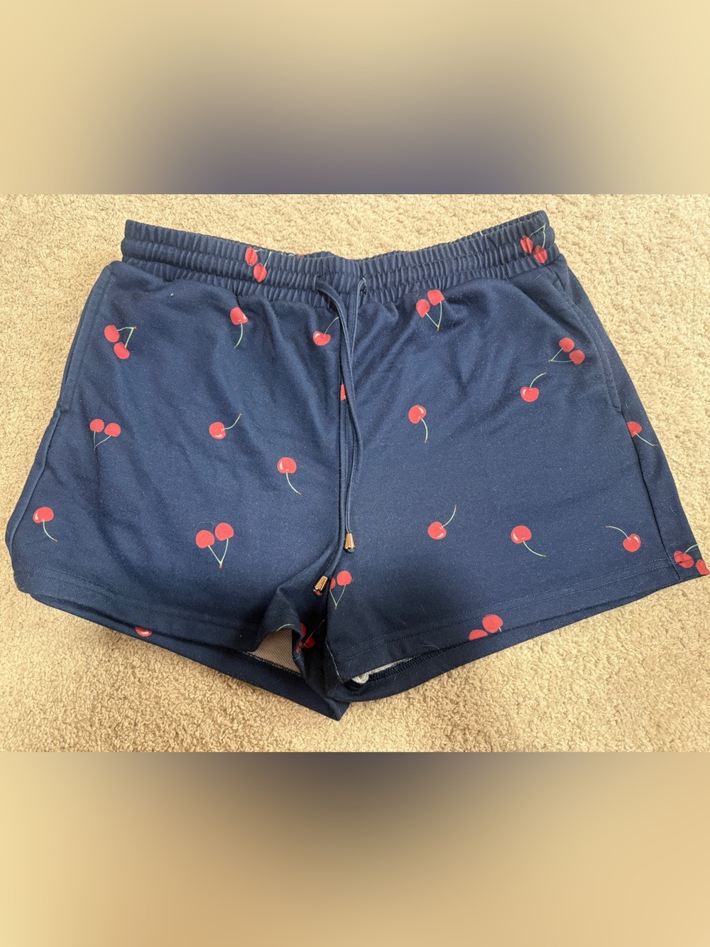 Navy Cherry Print Women's Lounge Shorts